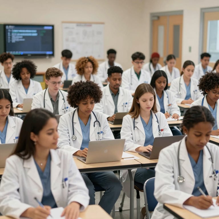 A mentor and mentee discussing coursework in a bright, welcoming study space