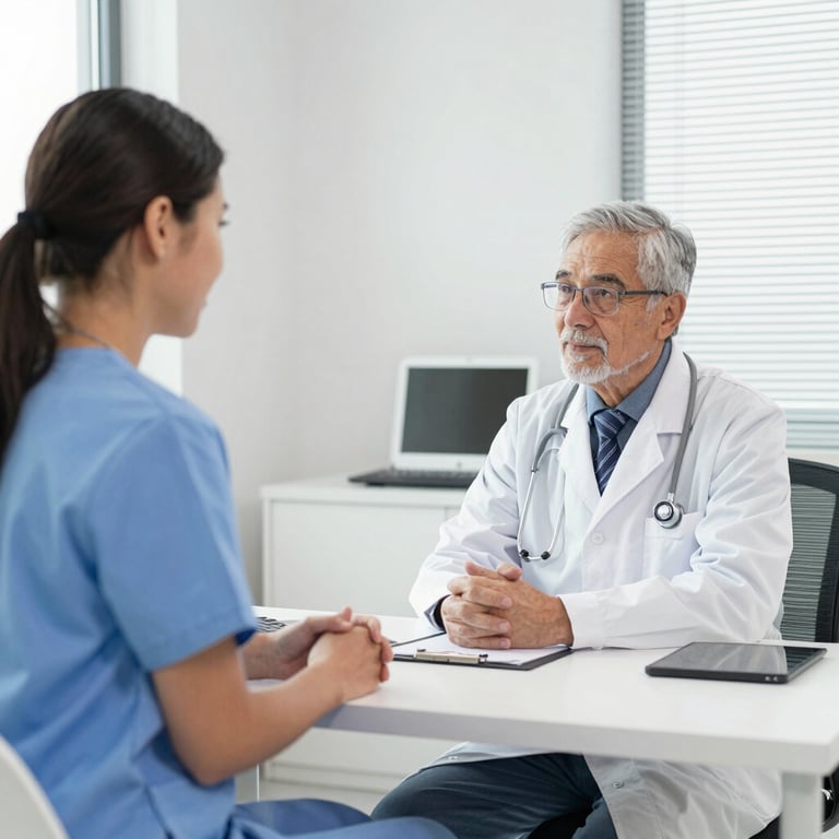 A focused medical student studying with textbooks and notes spread out