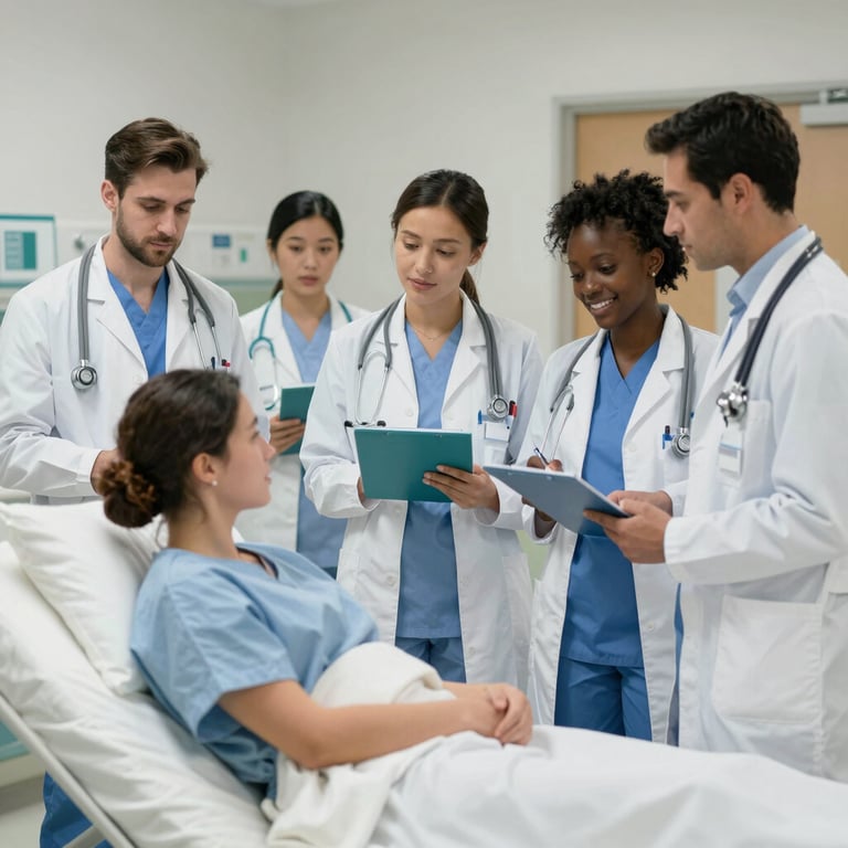 A confident student practicing interview answers in front of a mirror