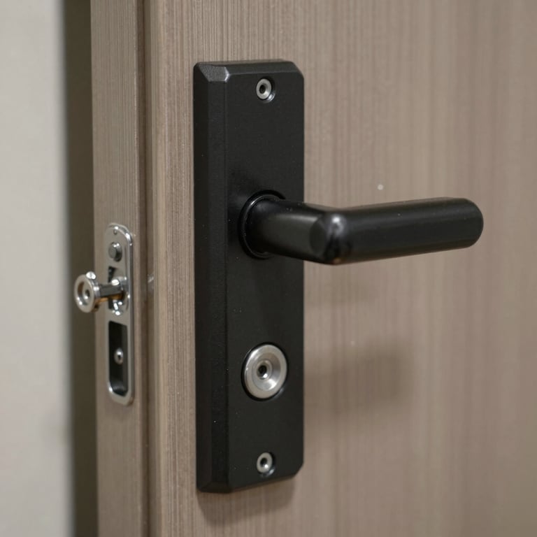 A detailed shot of a high-quality impact door lock mechanism, representing robust reliability and advanced technology.
