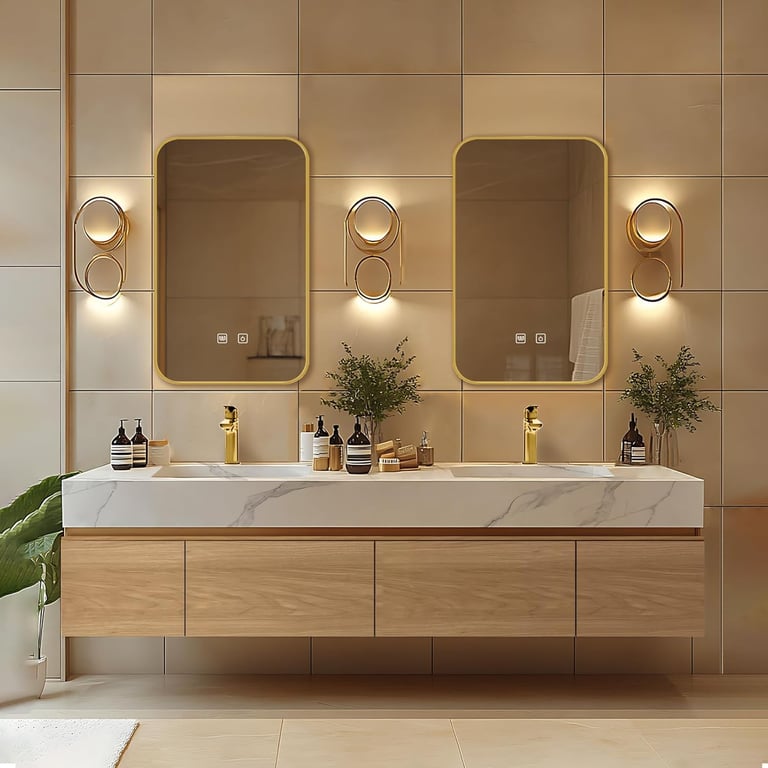 Sleek Vanity with Sink and Mirror