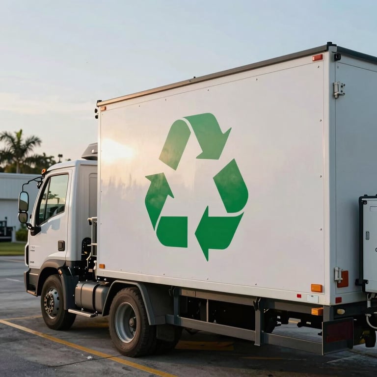 An outdoor shot of a professional recycling facility in Florida with soft natural lighting, reflecting environmental responsibility.