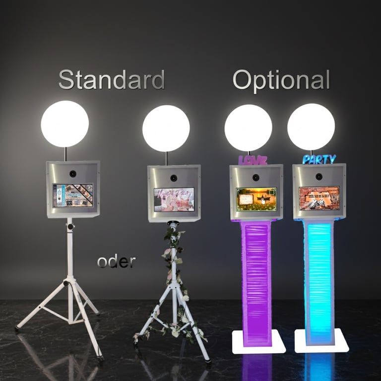 Aussehen der Fotoboxen. Standard und Optionaler Ständer