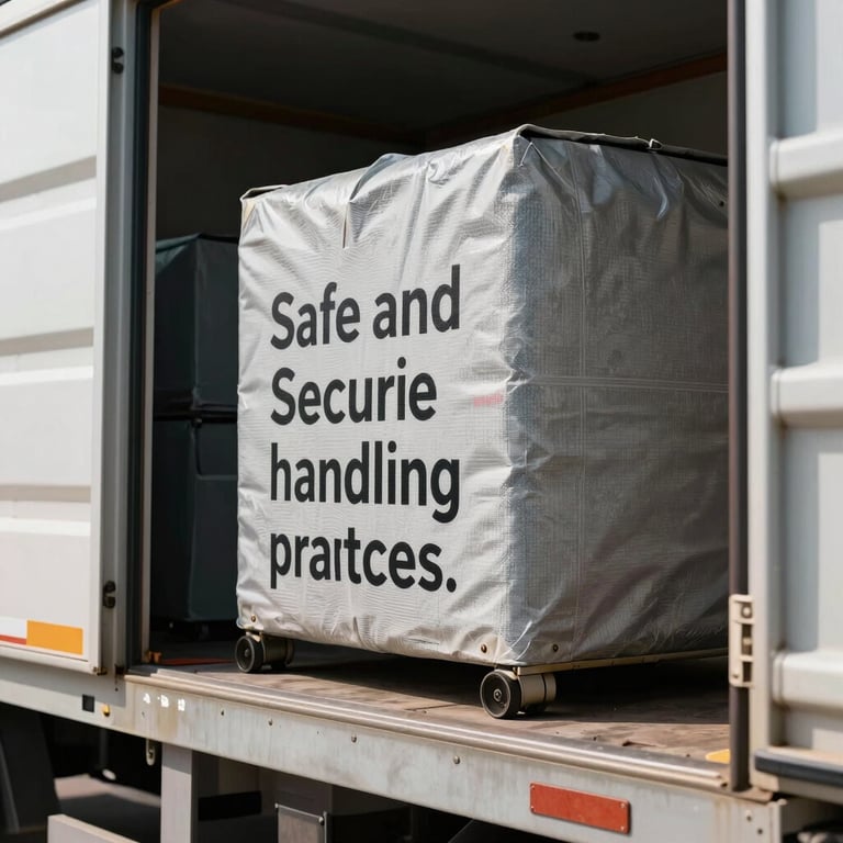 Close-up of secured freight inside a trailer, highlighting safe and secure handling practices.