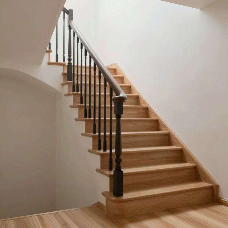 A professionally cleaned staircase in a residential building, showing meticulous attention to detail.