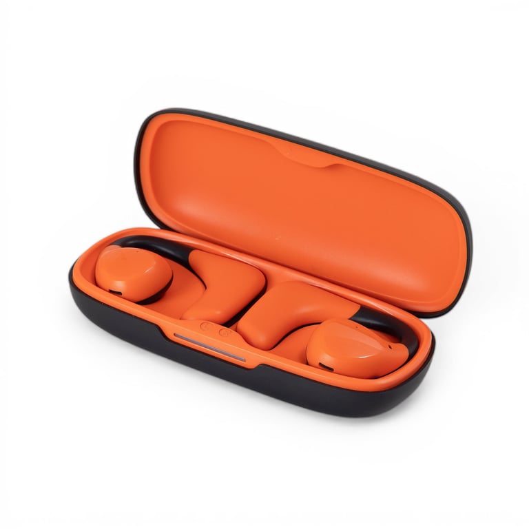 fotografia de produto fone de ouvido bluetooth com estojo para ecommerce