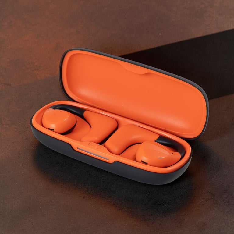 fotografia de produto fone de ouvido bluetooth com estojo para ecommerce