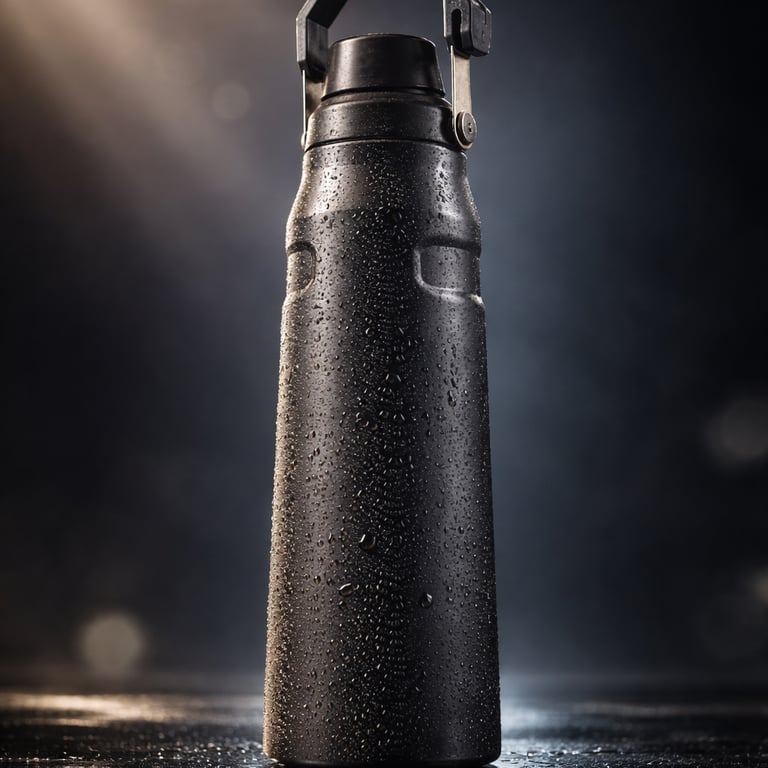 garrafa térmica preta minimalista fotografia profissional