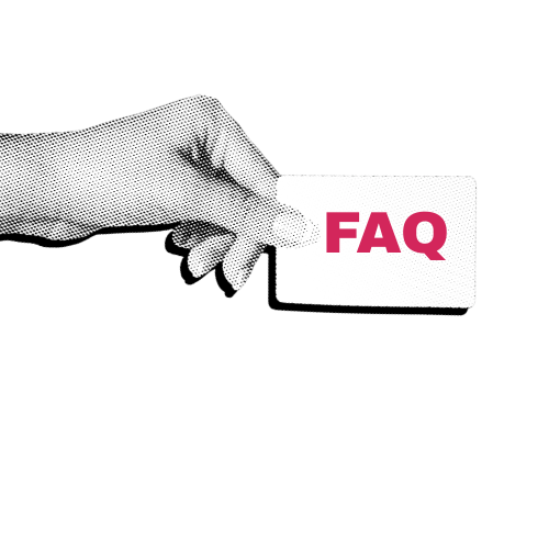 Hand holding card with FAQ printed on it