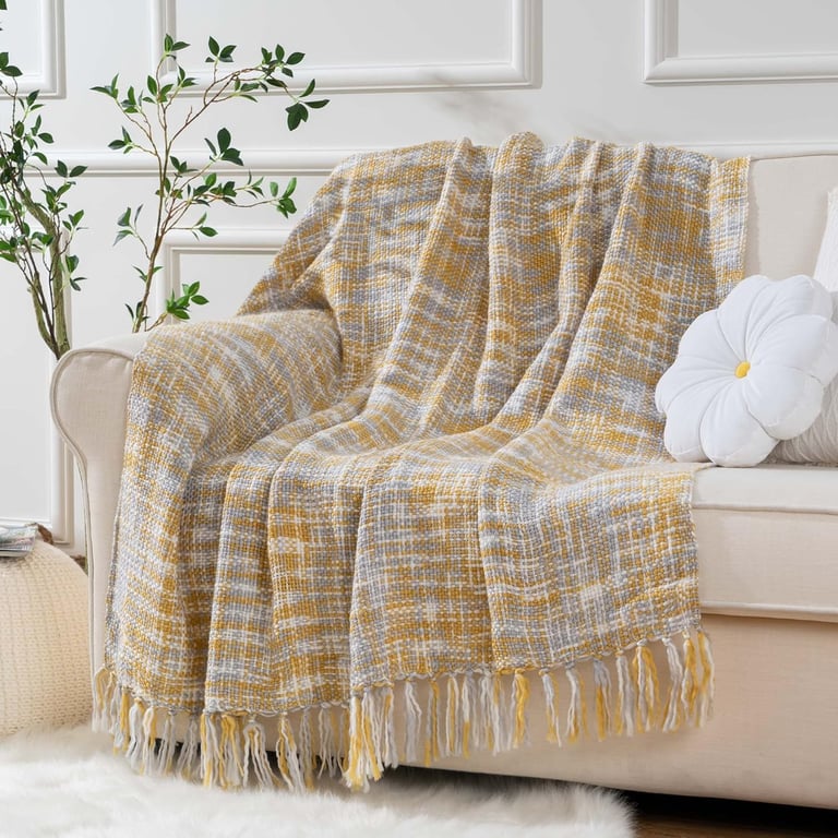Yellow Sofa Throw Blanket