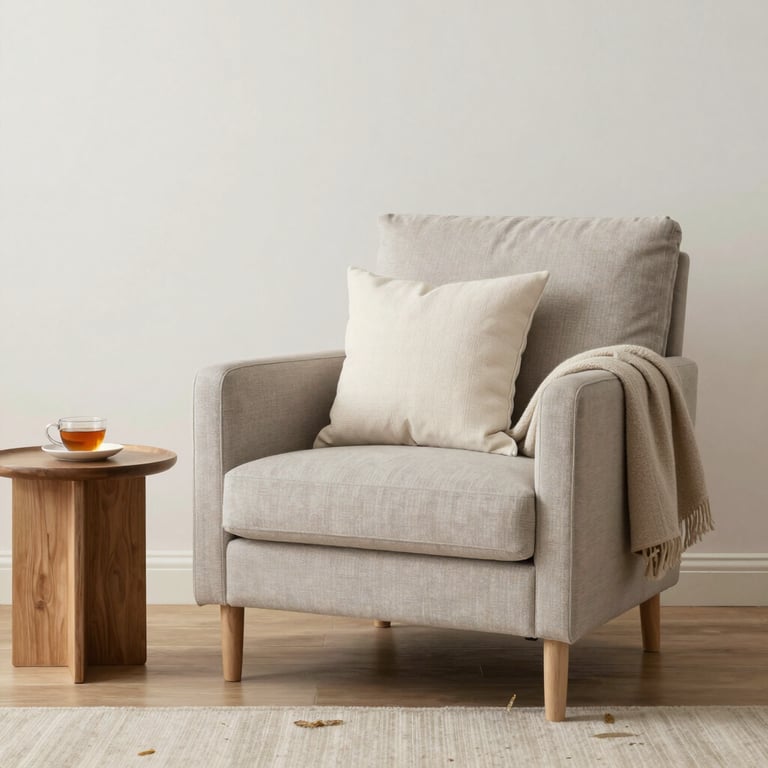 A calm, inviting counseling room with soft lighting and comfortable chairs.
