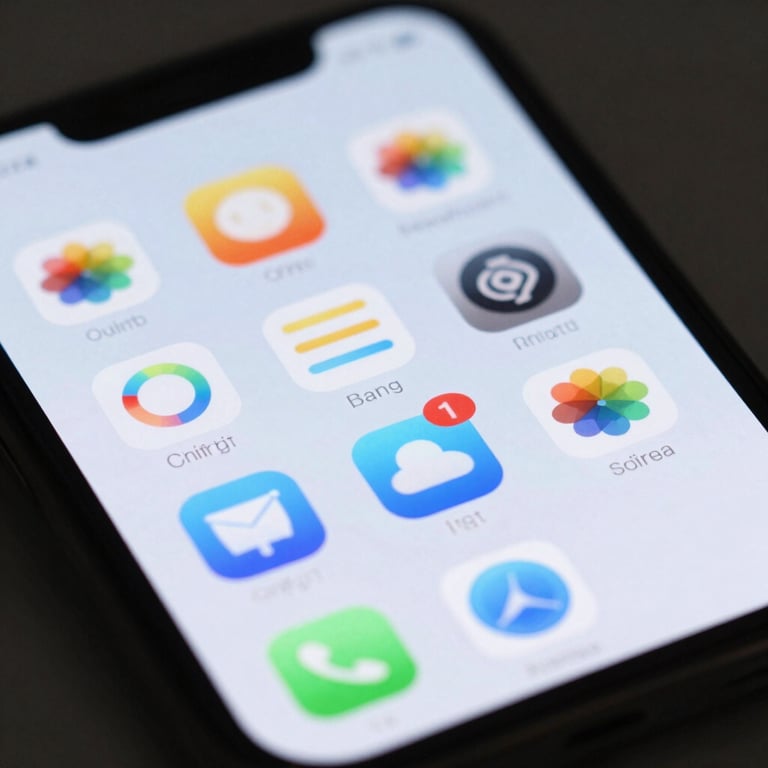 Macro shot of a high-resolution mobile screen showing vibrant, playful app icons and smooth UI curves.