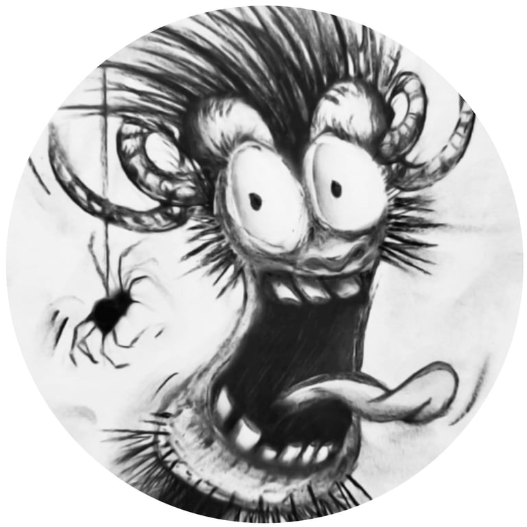 Monster sketch with charcoal and pencil