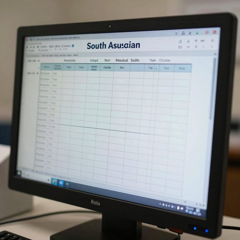 Close-up of a digital medical chart on a high-resolution screen in a South American doctor's office.