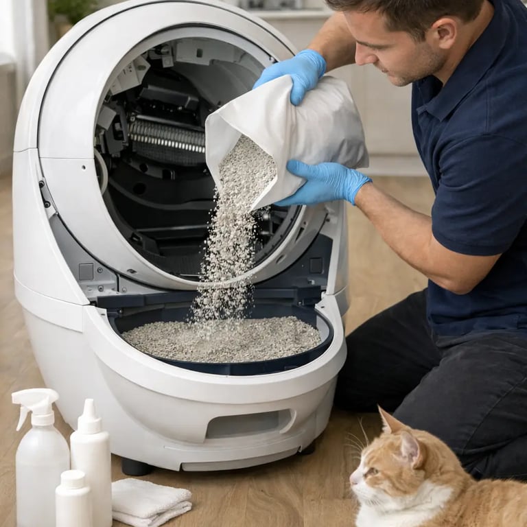 entretien premium de robot litière comprenant la livraison de litière propre