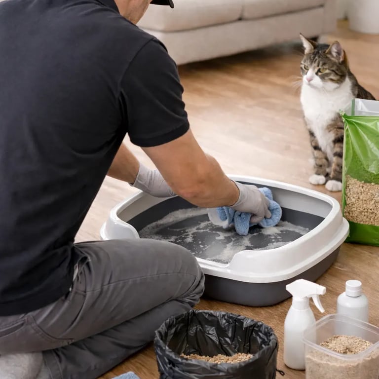 formule entretien litière bac classique et maison de toilettes pour chats