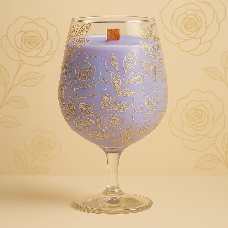 Glass scented candle with lawender node