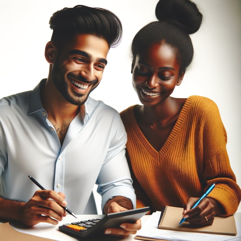 a couple using mortgage calculator 