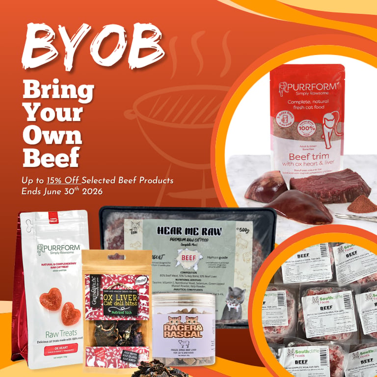 See our Offers this June at Kitty's Rawr Store - Featuring Beef Products for your Kitty