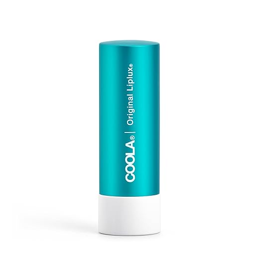 COOLA Organic Liplux Lip Balm SPF 30 in a 0.15 oz tube—moisturizing sun protection for lips 