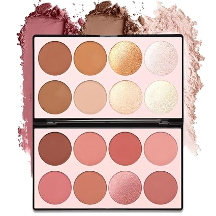 16-color contour palette with blush, highlighters, and bronzer—perfect for creating radiant