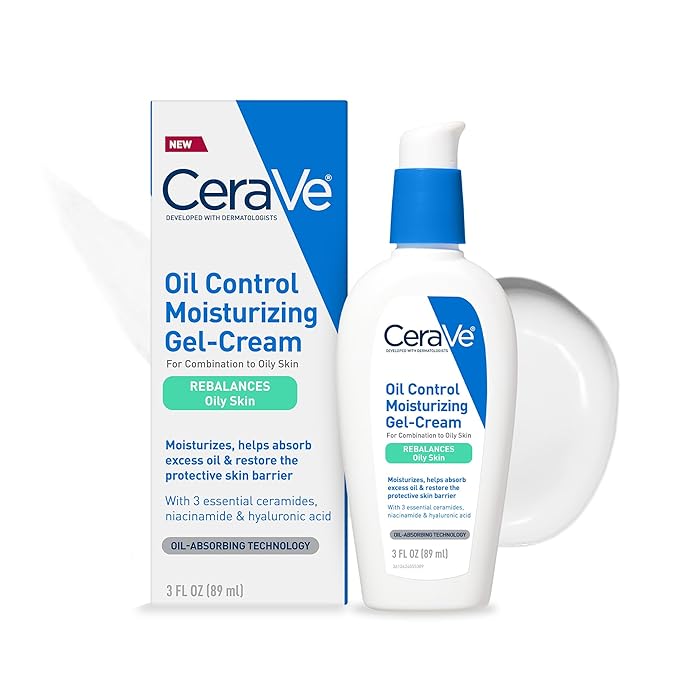 CeraVe Oil Control Moisturizing Gel-Cream in a sleek tube, featuring oil-absorbing technology