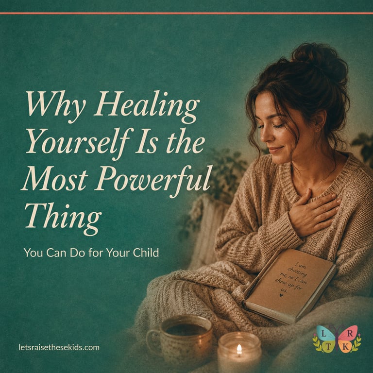 A peaceful woman practicing self-care for gentle parenting and emotional healing.