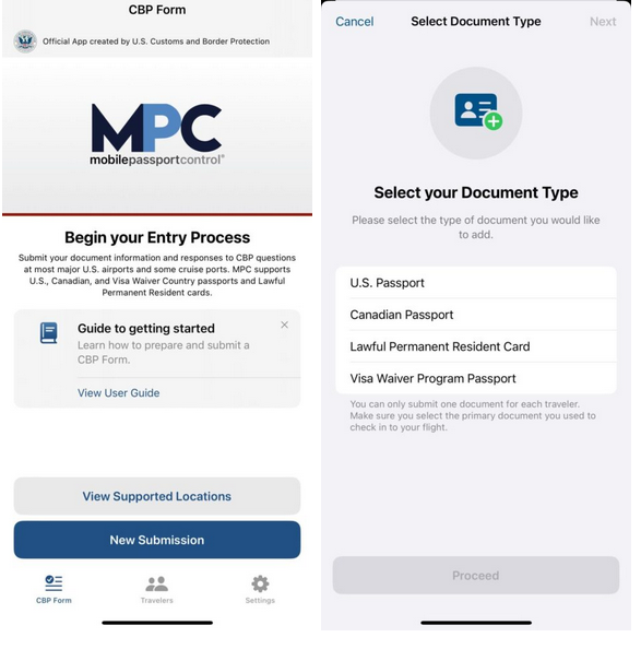 Mobil Passeport Control USA