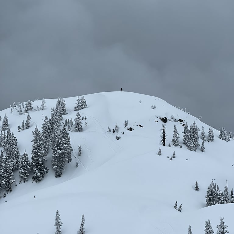a person on a ski slope with a sky background