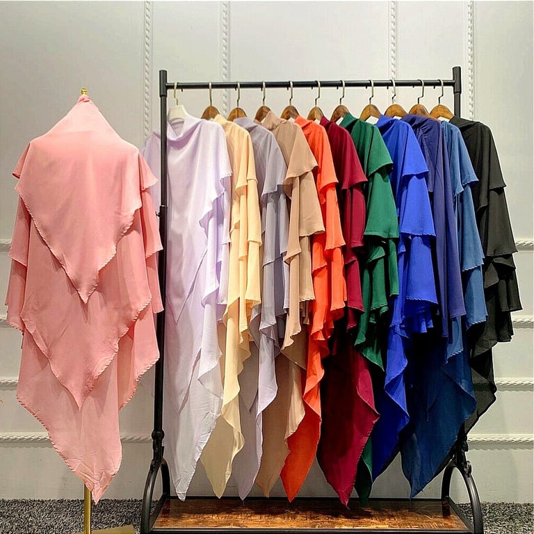 khimars. three layer khimar. chiffon khimar. goergette chiffon khimar. crown khimar