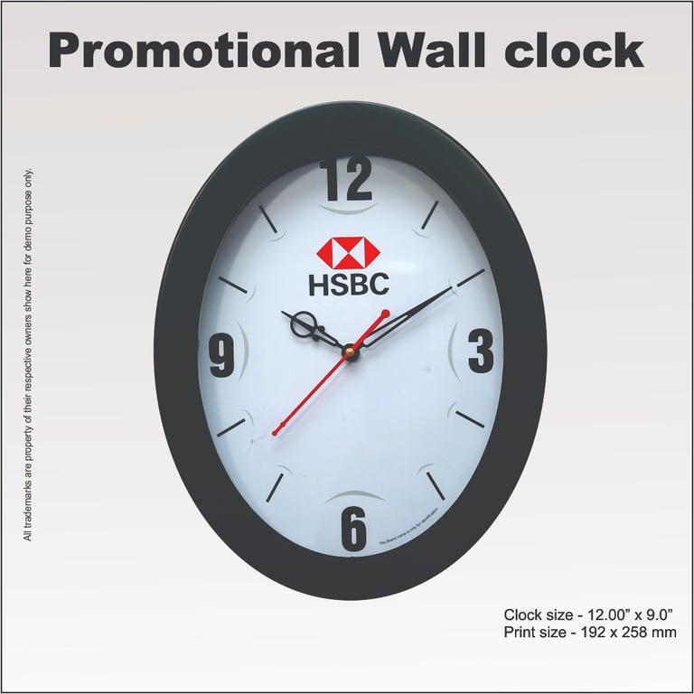 Black oval wall clock