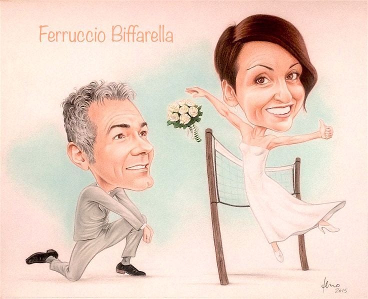 Caricatura regalo Sposi Pallavolo 