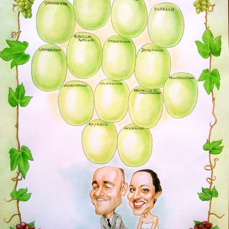 Caricatura simpatica su Tableau de Mariage personalizzato