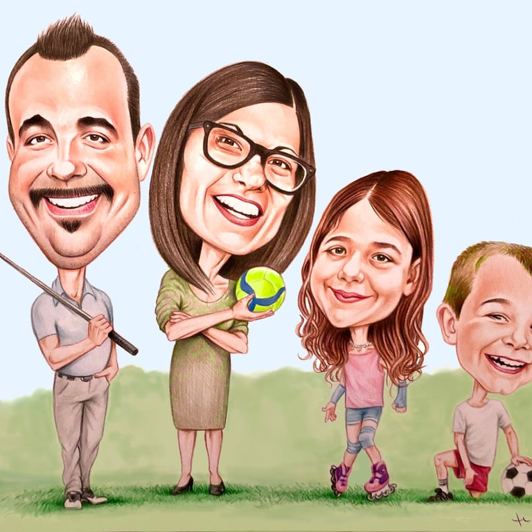 Caricatura famiglia felice