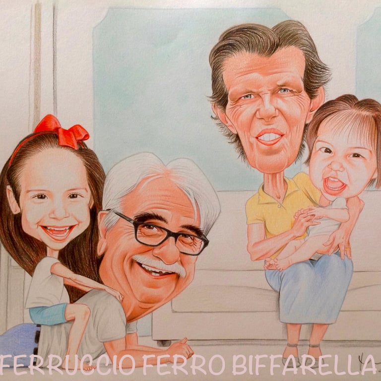 Caricatura idea regalo famiglia felice