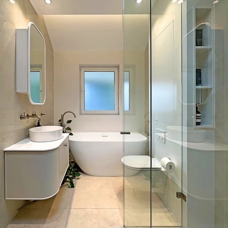 DA-approved bathroom renovation in Mosman showcasing compliant skylights and ventilation for natural light