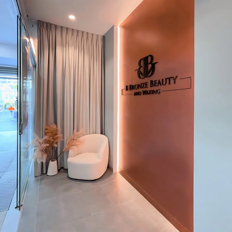 Bronze and white color scheme in Bondi Junction beauty salon
