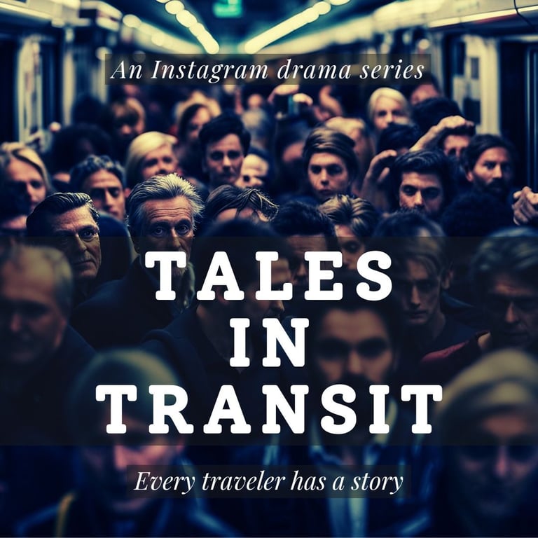 AI image of a sea of people crammed into a train carriage that is the cover of the Tales in Transit IG drama series