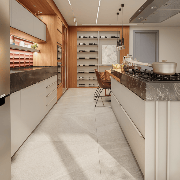 a kitchen with a stove top and a stove top