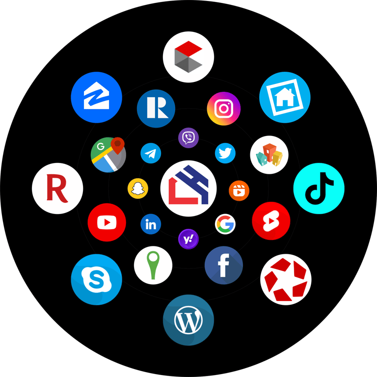a circular shaped object with many different types of social media