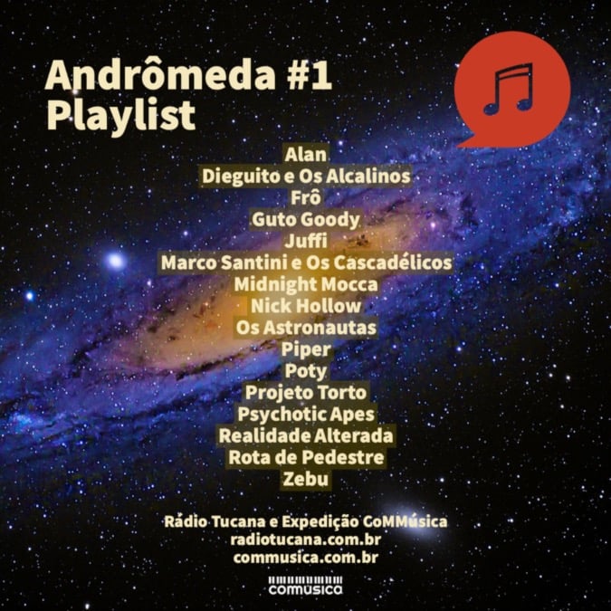 a music playlist with a picture of a galaxy