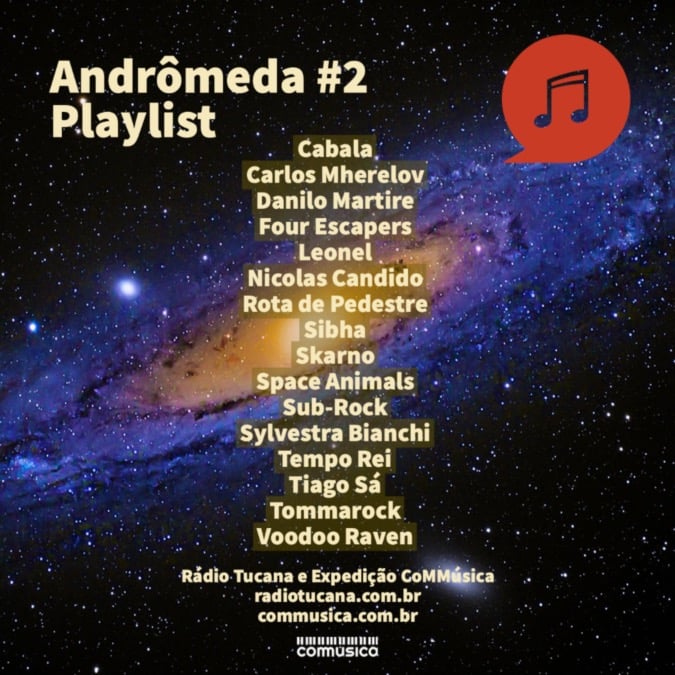 a music playlist with a picture of a galaxy