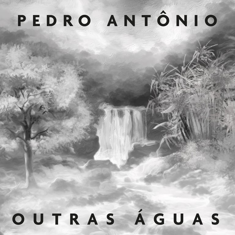 a waterfall in a black and white photo