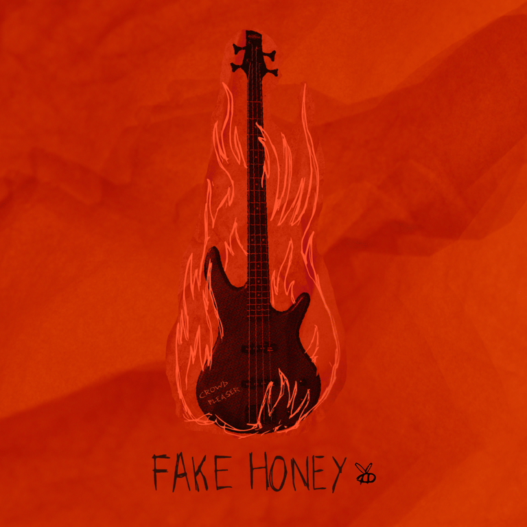 a guitar player's guitar in flames