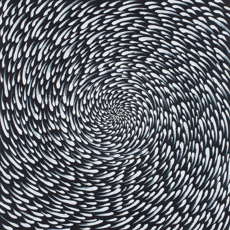 Mosaic sperm-like pattern circling inward, symbolizing divine spiritual energy