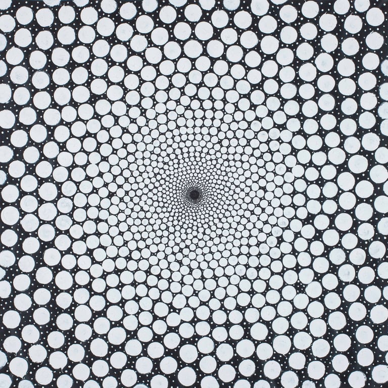 Wave-like sperm pattern in monochrome expressing duality, infinity, and vibration