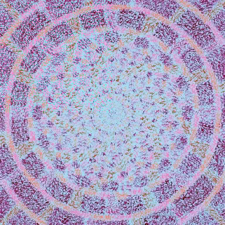 Geometric grid dissolving into mosaic pattern with light center – square canvas by Adib Haddad