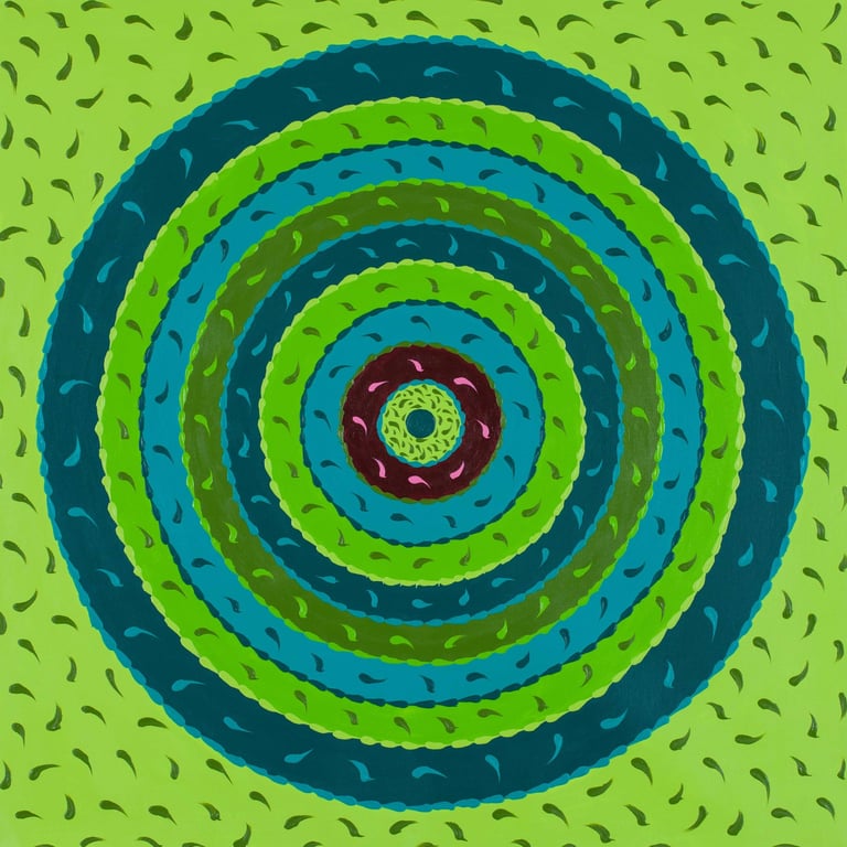 Purple circular orbit layers radiating meditative spiritual energy from Circles of Perception