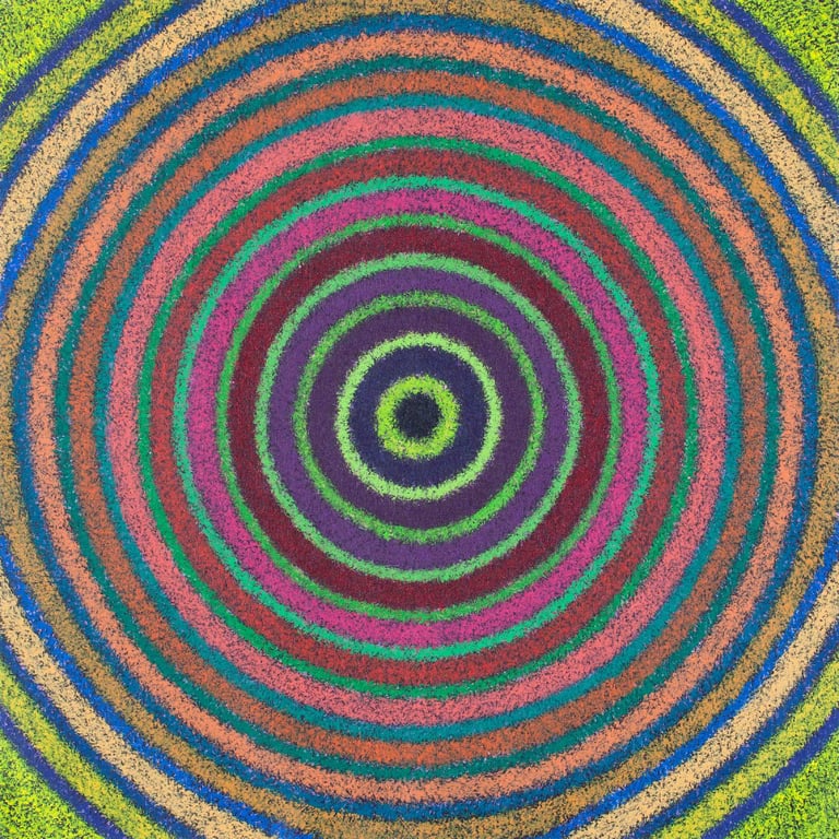 Concentric spiral with dot accents evoking meditative inward flow by Adib Haddad
