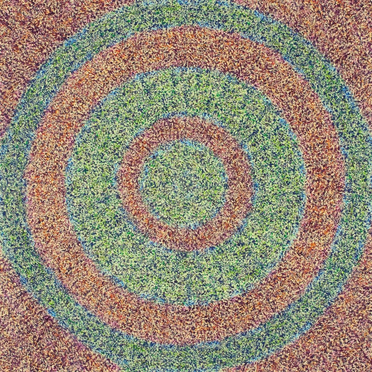 Concentric mosaic textures forming pulse-like spiral from Circles of Perception collection